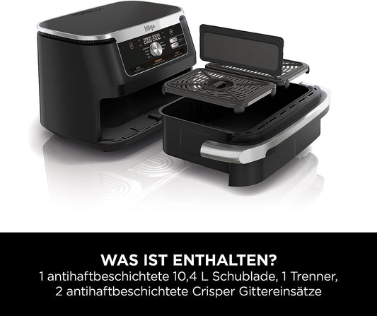 Ninja AF500DE Foodi FlexDrawer Heißluftfritteuse, schwarz.