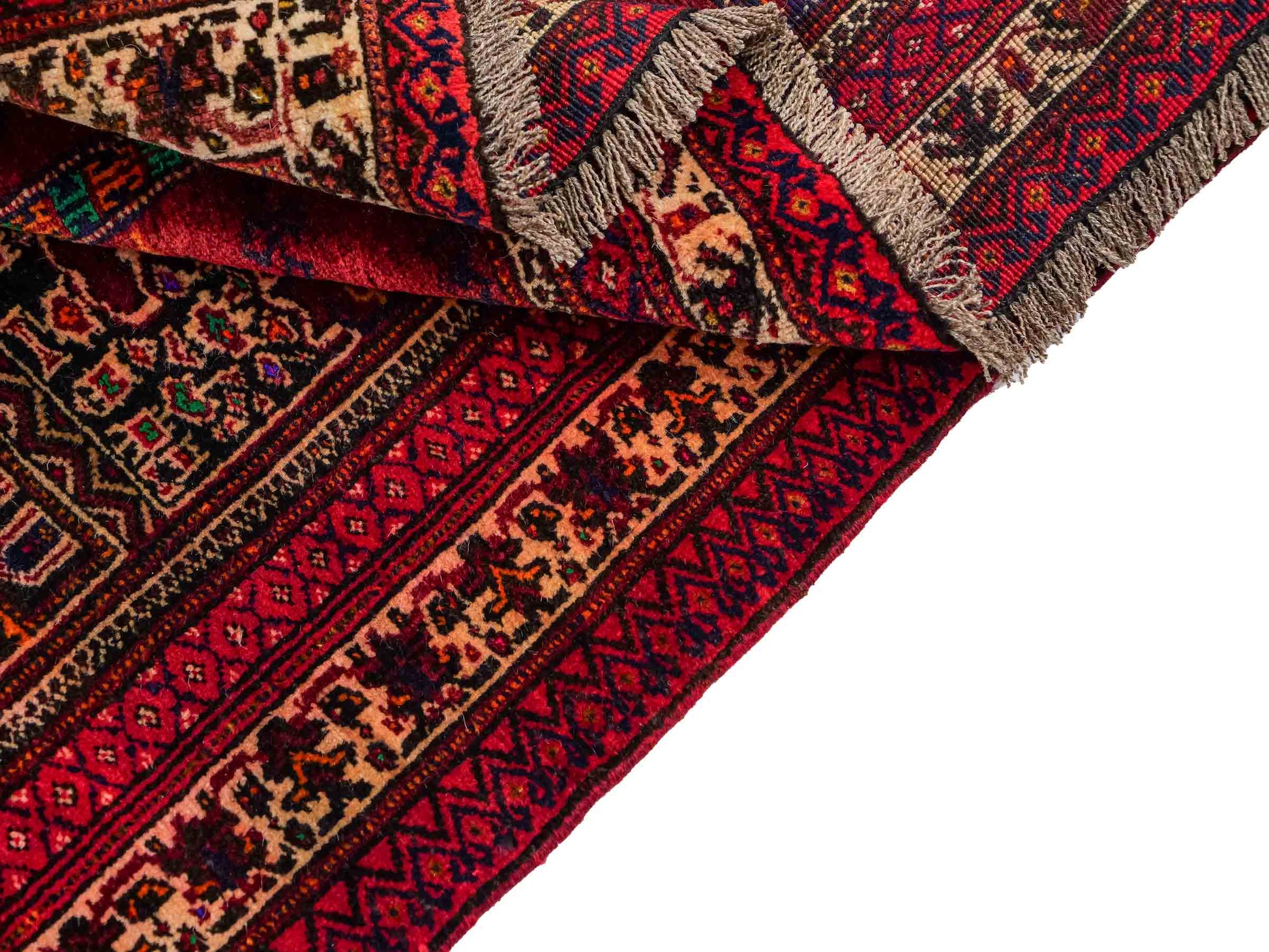 Antiker, handgeknüpfter, afghanischer Belutsch Nomadenteppich aus Wolle von Khademi. Größe: 100 x 76 cm. Farbe: Rot Verkauf durch JUPITER Intl.
