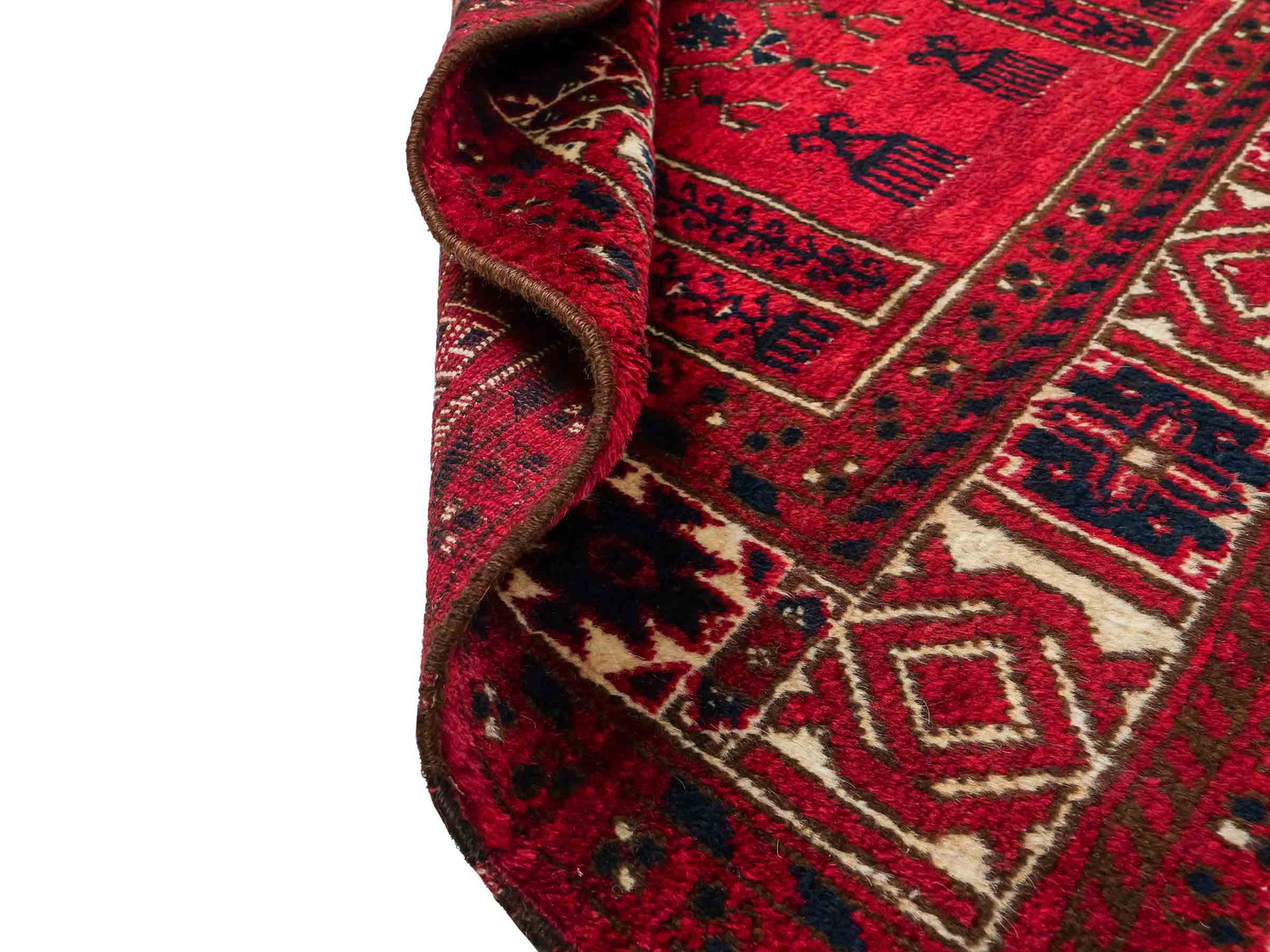 Antiker, handgeknüpfter, afghanischer Belutsch Nomadenteppich aus Wolle von Khademi. Größe: 109 x 85 cm. Farbe: Rot. Verkauf durch JUPITER Intl.
