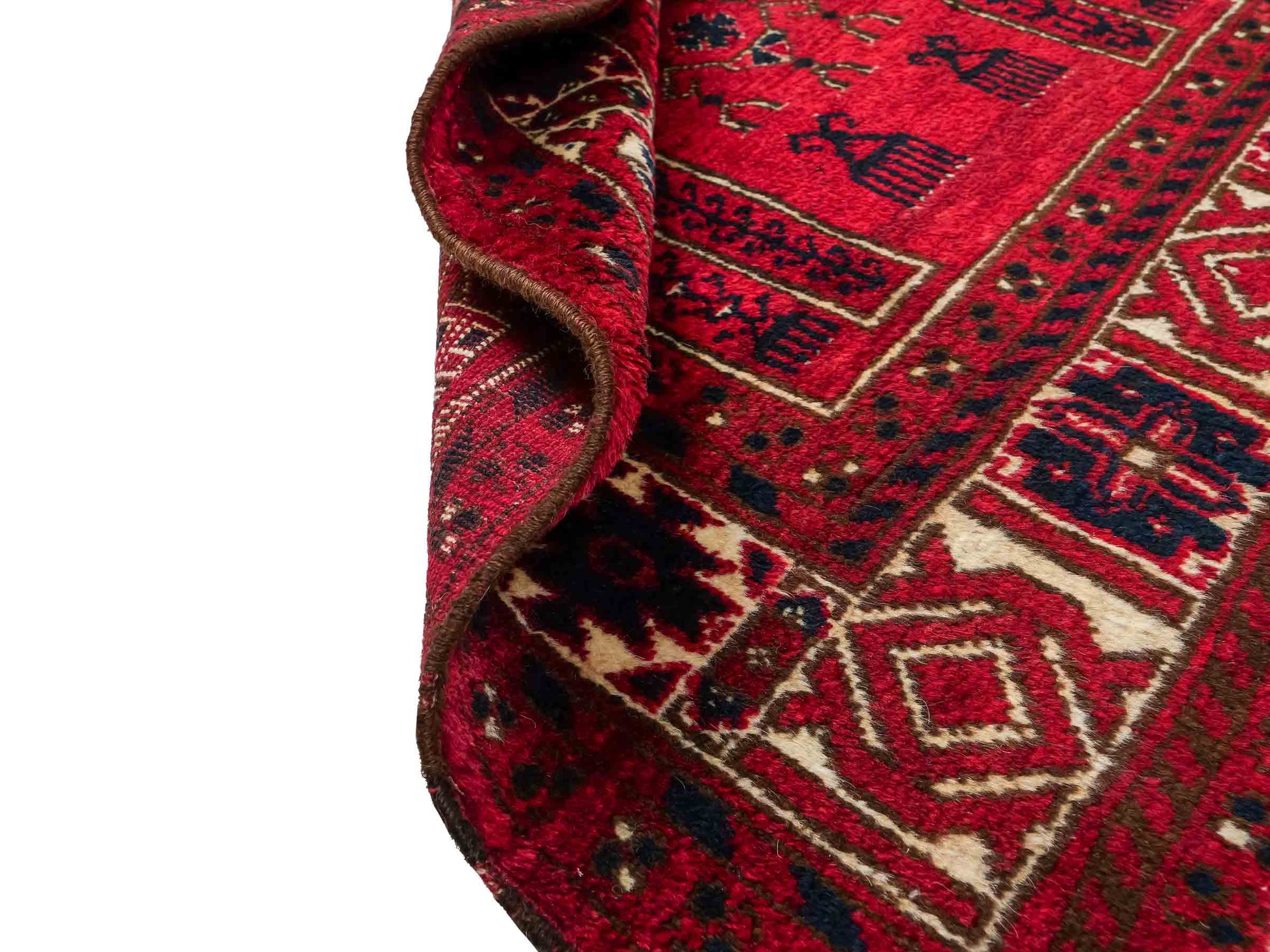 Antiker, handgeknüpfter, afghanischer Belutsch Nomadenteppich aus Wolle von Khademi. Größe: 109 x 85 cm. Farbe: Rot. Verkauf durch JUPITER Intl.