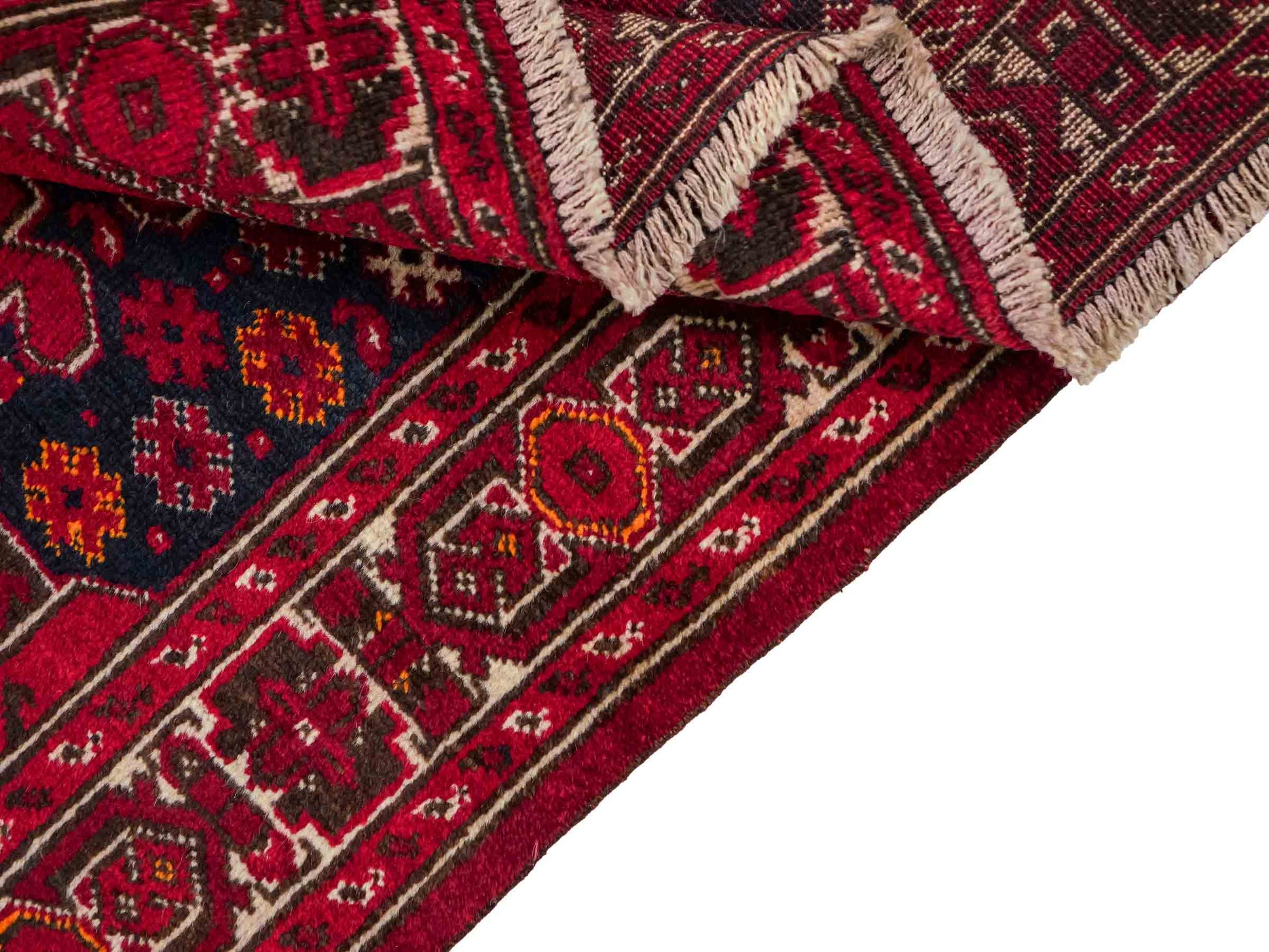 Antiker, handgeknüpfter, afghanischer Belutsch Nomadenteppich aus Wolle von Khademi. Größe: 112 x 85 cm. Farbe: Rot. Verkauf durch JUPITER Intl.