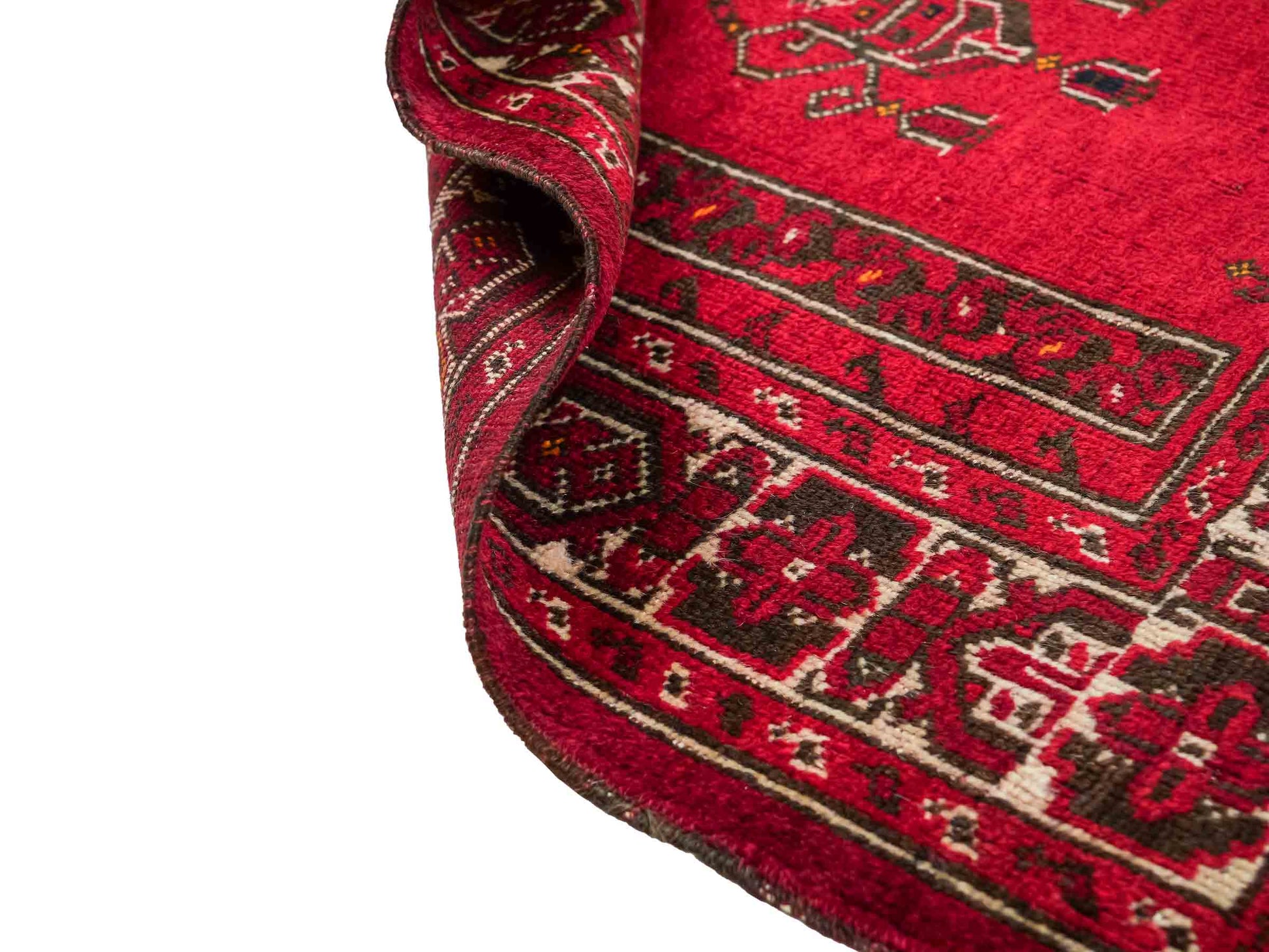 Antiker, handgeknüpfter, afghanischer Belutsch Nomadenteppich aus Wolle von Khademi. Größe: 112 x 85 cm. Farbe: Rot. Verkauf durch JUPITER Intl.