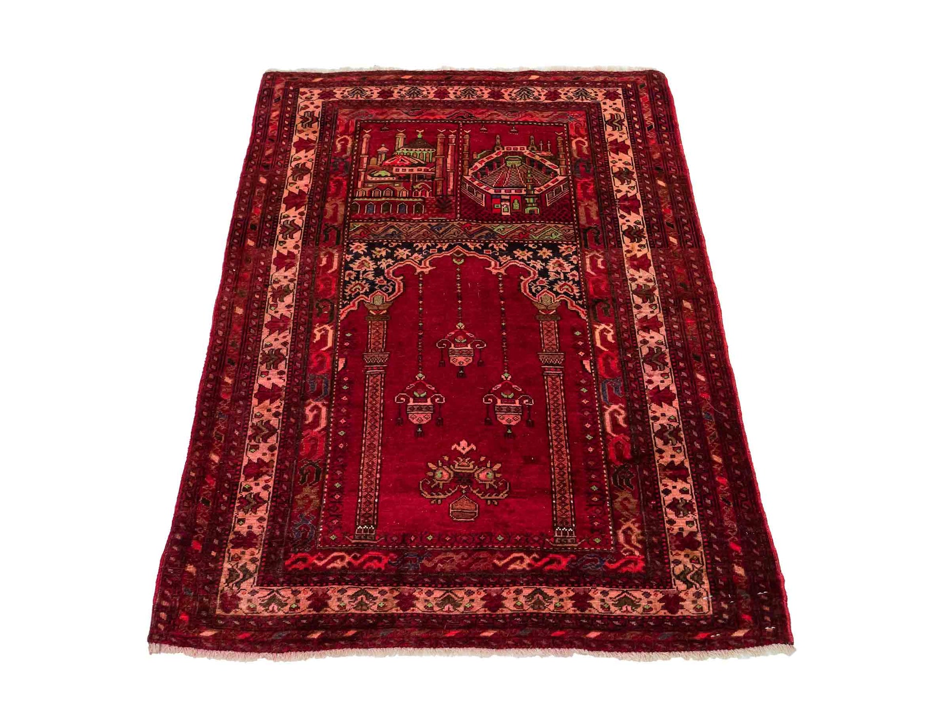 Antiker, handgeknüpfter, afghanischer Belutsch Nomadenteppich aus Wolle von Khademi. Größe: 115 x 80 cm. Farbe: Rot. Verkauf durch JUPITER Intl.