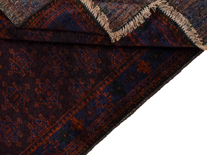 Antiker, handgeknüpfter, afghanischer Belutsch Nomadenteppich aus Wolle von Khademi. Größe: 127 x 84 cm. Farbe: Braun, blau. Verkauf durch JUPITER Intl.