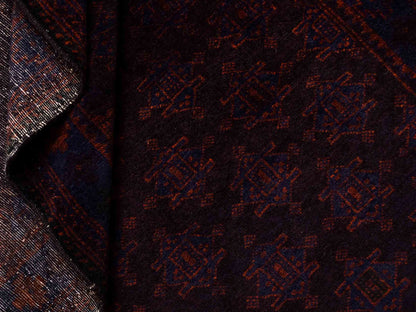 Antiker, handgeknüpfter, afghanischer Belutsch Nomadenteppich aus Wolle von Khademi. Größe: 127 x 84 cm. Farbe: Braun, blau. Verkauf durch JUPITER Intl.