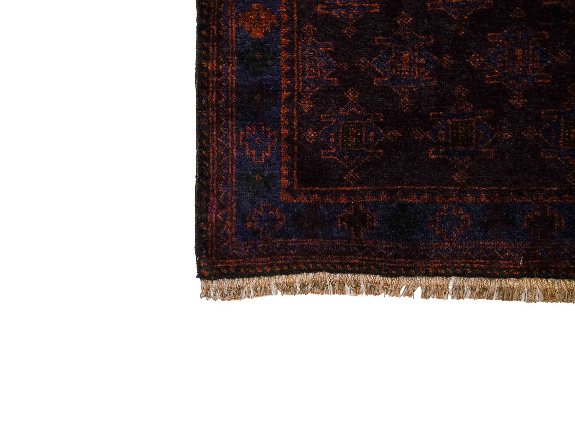 Antiker, handgeknüpfter, afghanischer Belutsch Nomadenteppich aus Wolle von Khademi. Größe: 127 x 84 cm. Farbe: Braun, blau. Verkauf durch JUPITER Intl.