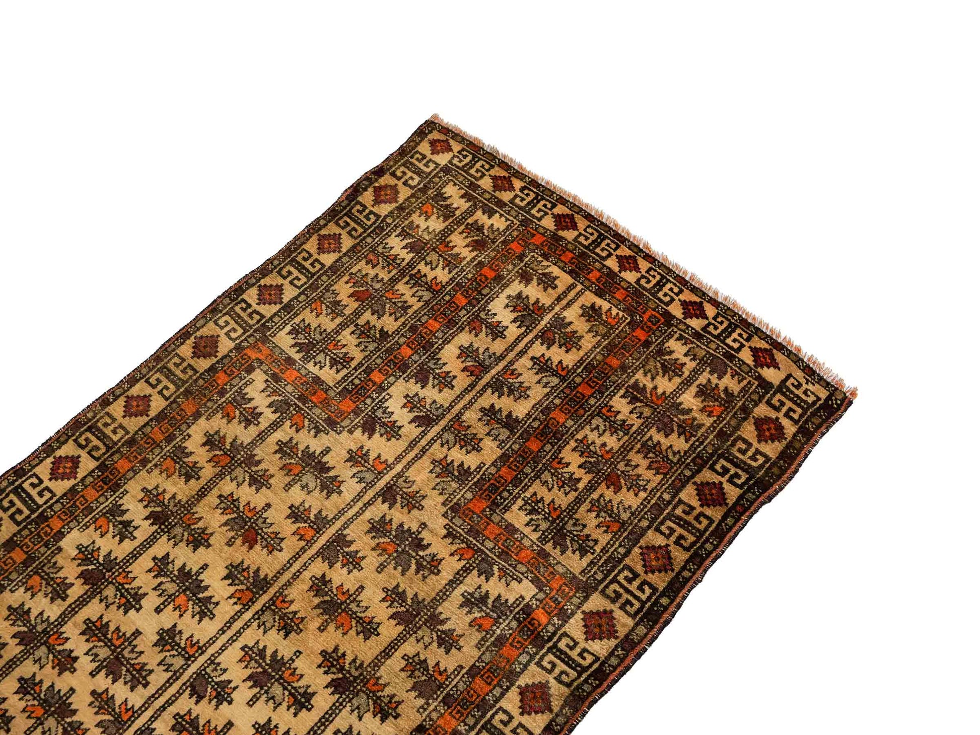 Antiker, handgeknüpfter, afghanischer Belutsch Nomadenteppich aus Wolle von Khademi. Größe: 128 x 78 cm. Farbe: Beige. Verkauf durch JUPITER Intl.