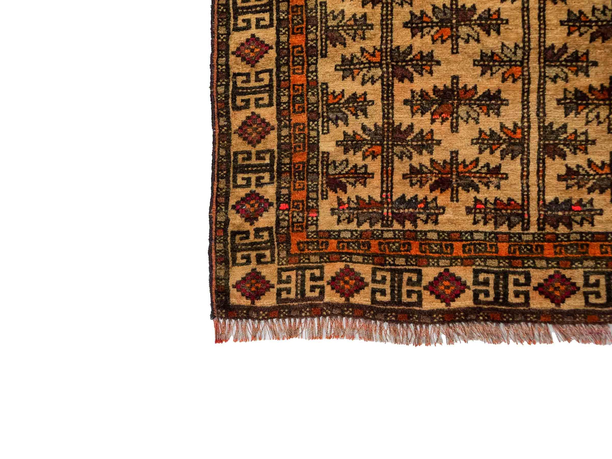 Antiker, handgeknüpfter, afghanischer Belutsch Nomadenteppich aus Wolle von Khademi. Größe: 128 x 78 cm. Farbe: Beige. Verkauf durch JUPITER Intl.