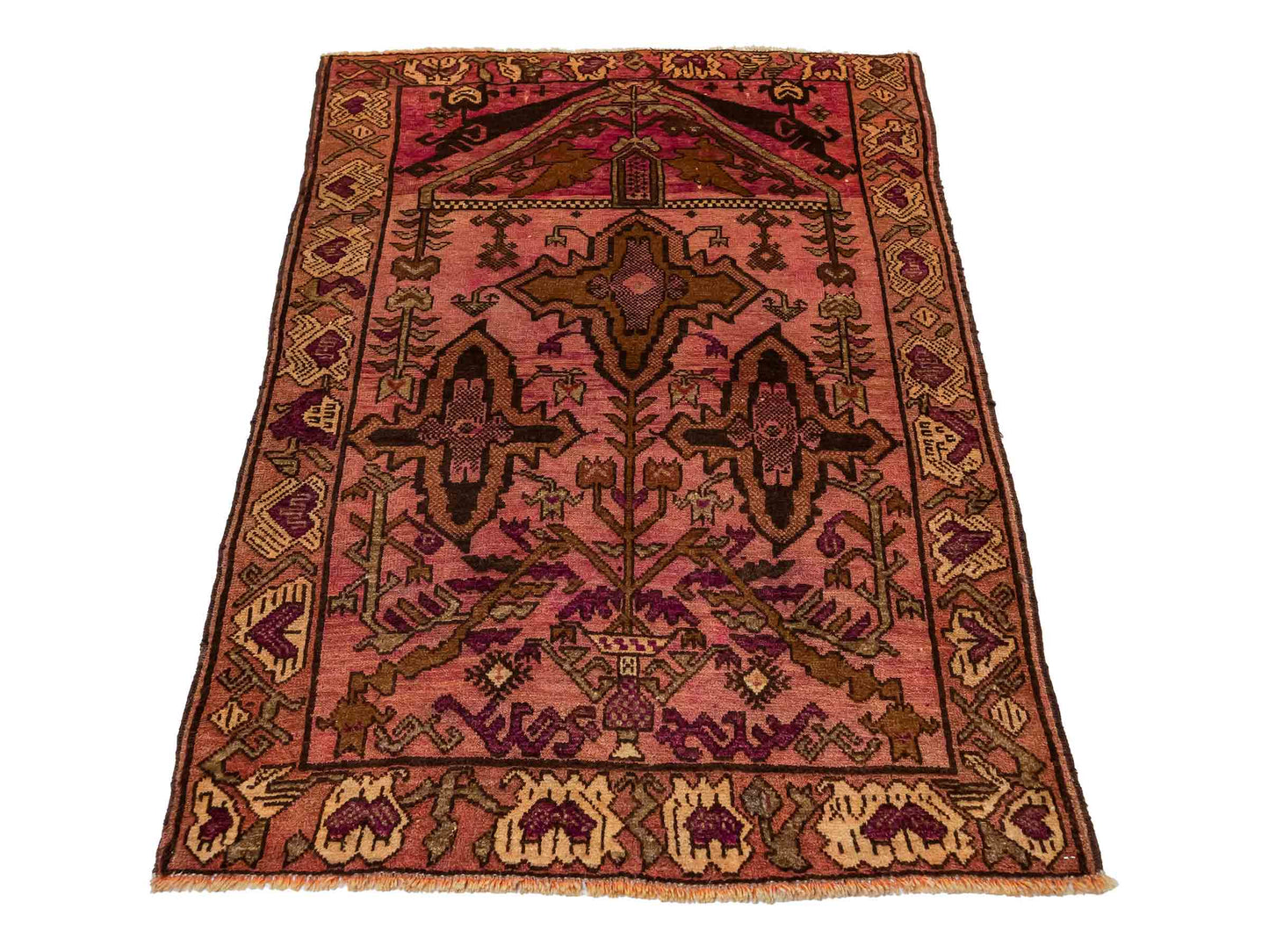 Antiker, handgeknüpfter, afghanischer Belutsch Nomadenteppich aus Wolle von Khademi. Größe: 130 x 92 cm. Farbe: Rot. Verkauf durch JUPITER Intl.