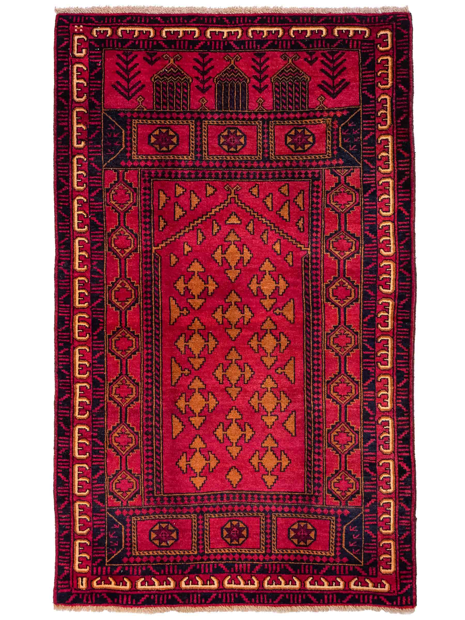 Antiker, handgeknüpfter, afghanischer Belutsch Nomadenteppich aus Wolle von Khademi. Größe: 142 x 87 cm. Farbe: Rot. Verkauf durch JUPITER Intl.