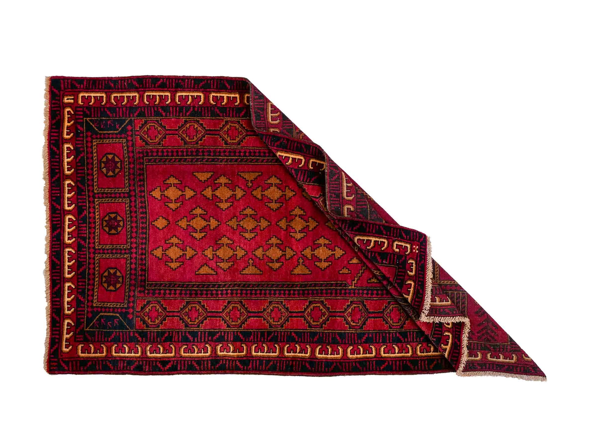 Antiker, handgeknüpfter, afghanischer Belutsch Nomadenteppich aus Wolle von Khademi. Größe: 142 x 87 cm. Farbe: Rot. Verkauf durch JUPITER Intl.