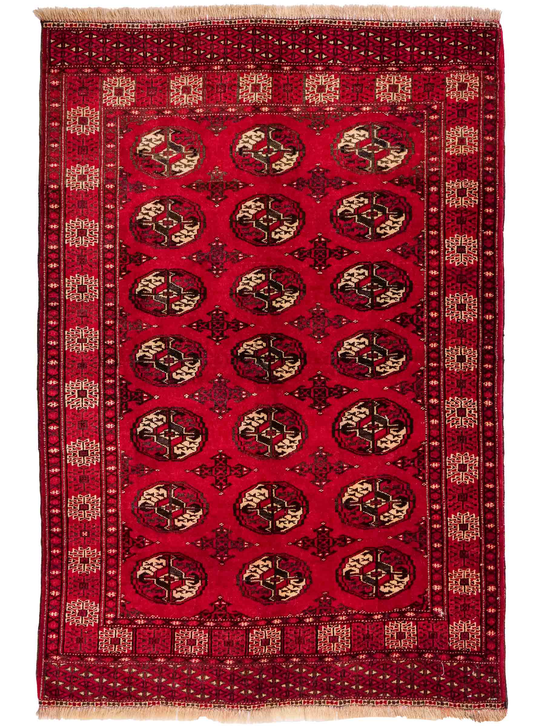 Handgeknüpfter, afghanischer Turkaman Nomadenteppich aus Wolle von Khademi. Größe: 152 x 118 cm. Farbe: Rot. Verkauf durch JUPITER Intl.