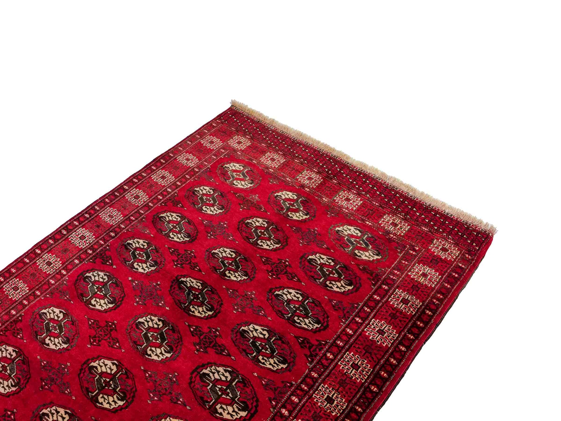 Handgeknüpfter, afghanischer Turkaman Nomadenteppich aus Wolle von Khademi. Größe: 152 x 118 cm. Farbe: Rot. Verkauf durch JUPITER Intl.