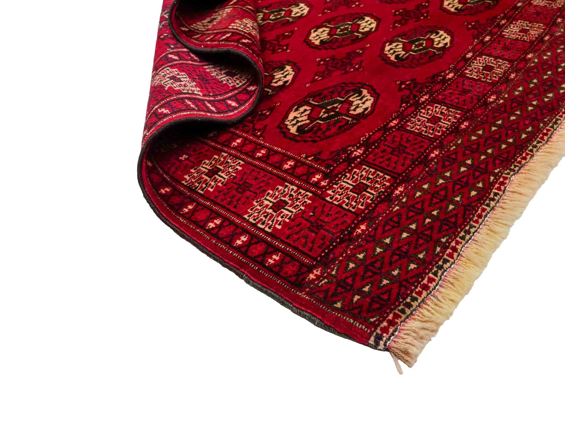 Handgeknüpfter, afghanischer Turkaman Nomadenteppich aus Wolle von Khademi. Größe: 152 x 118 cm. Farbe: Rot. Verkauf durch JUPITER Intl.