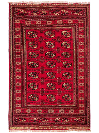 Handgeknüpfter, afghanischer Turkaman Nomadenteppich aus Wolle von Khademi. Größe: 180 x 130 cm. Farbe: Rot. Verkauf durch JUPITER Intl.
