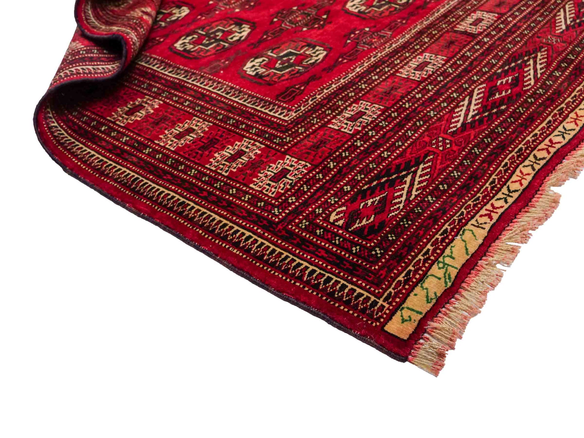 Handgeknüpfter, afghanischer Turkaman Nomadenteppich aus Wolle von Khademi. Größe: 180 x 130 cm. Farbe: Rot. Verkauf durch JUPITER Intl.