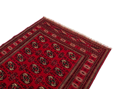 Handgeknüpfter, afghanischer Turkaman Nomadenteppich aus Wolle von Khademi. Größe: 180 x 130 cm. Farbe: Rot. Verkauf durch JUPITER Intl.