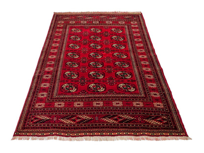 Handgeknüpfter, afghanischer Turkaman Nomadenteppich aus Wolle von Khademi. Größe: 180 x 130 cm. Farbe: Rot. Verkauf durch JUPITER Intl.