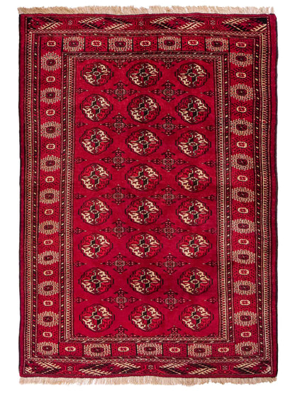 Handgeknüpfter, afghanischer Turkaman Nomadenteppich aus Wolle von Khademi. Größe: 182 x 137 cm. Farbe: Rot. Verkauf durch JUPITER Intl.