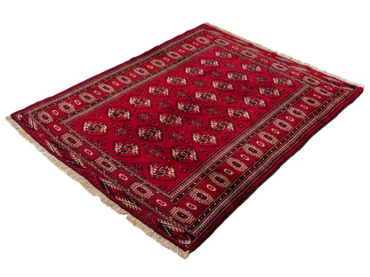 Handgeknüpfter, afghanischer Turkaman Nomadenteppich aus Wolle von Khademi. Größe: 182 x 137 cm. Farbe: Rot. Verkauf durch JUPITER Intl.