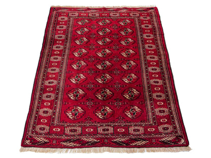 Handgeknüpfter, afghanischer Turkaman Nomadenteppich aus Wolle von Khademi. Größe: 182 x 137 cm. Farbe: Rot. Verkauf durch JUPITER Intl.