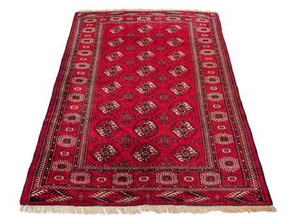 Handgeknüpfter, afghanischer Turkaman Nomadenteppich aus Wolle von Khademi. Größe: 182 x 137 cm. Farbe: Rot. Verkauf durch JUPITER Intl.