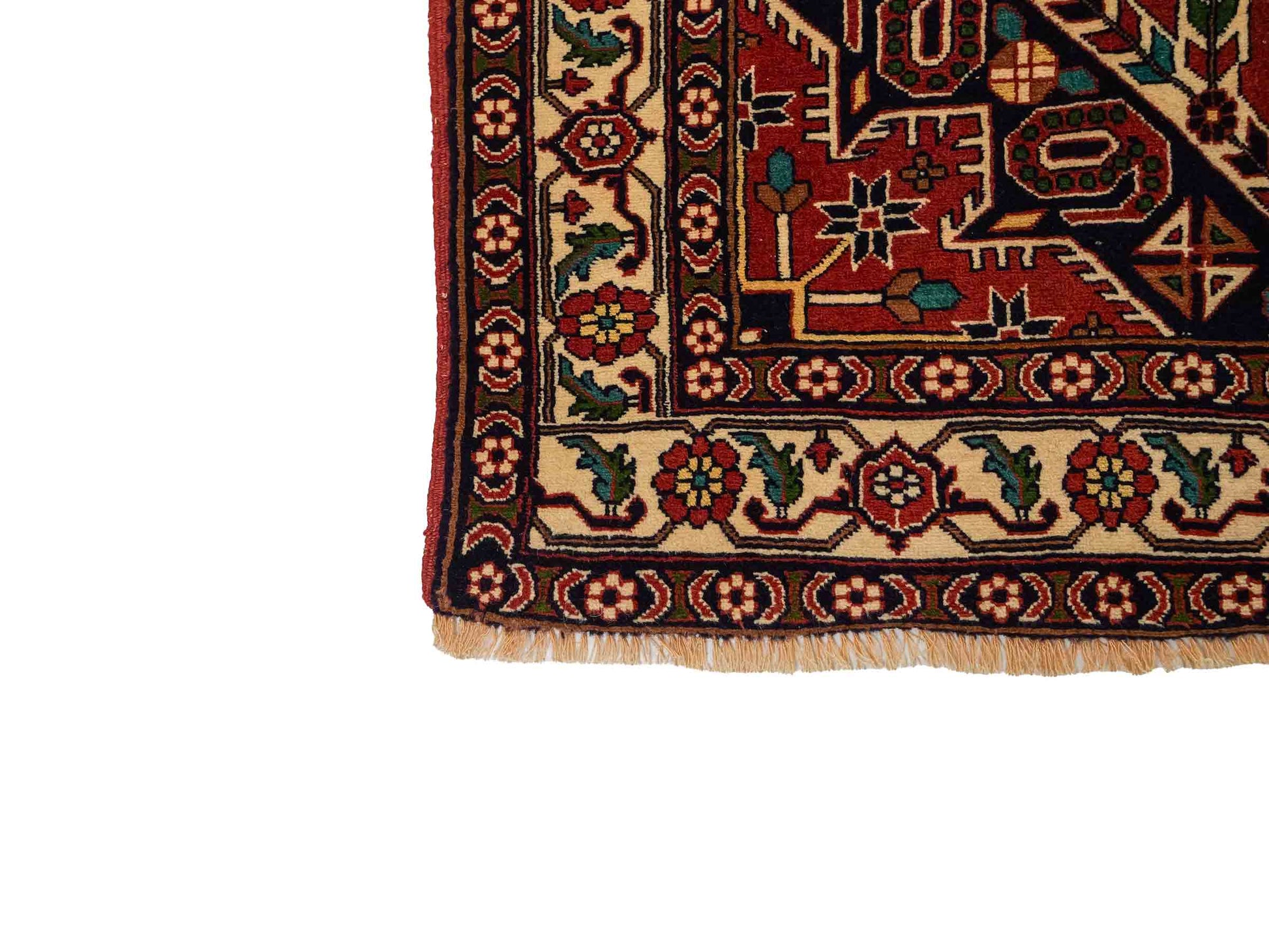 Handgeknüpfter, afghanischer Turkaman Nomadenteppich aus Wolle von Khademi. Größe: 201 x 127 cm. Farbe: Rot, cremeweiß. Verkauf durch JUPITER Intl.
