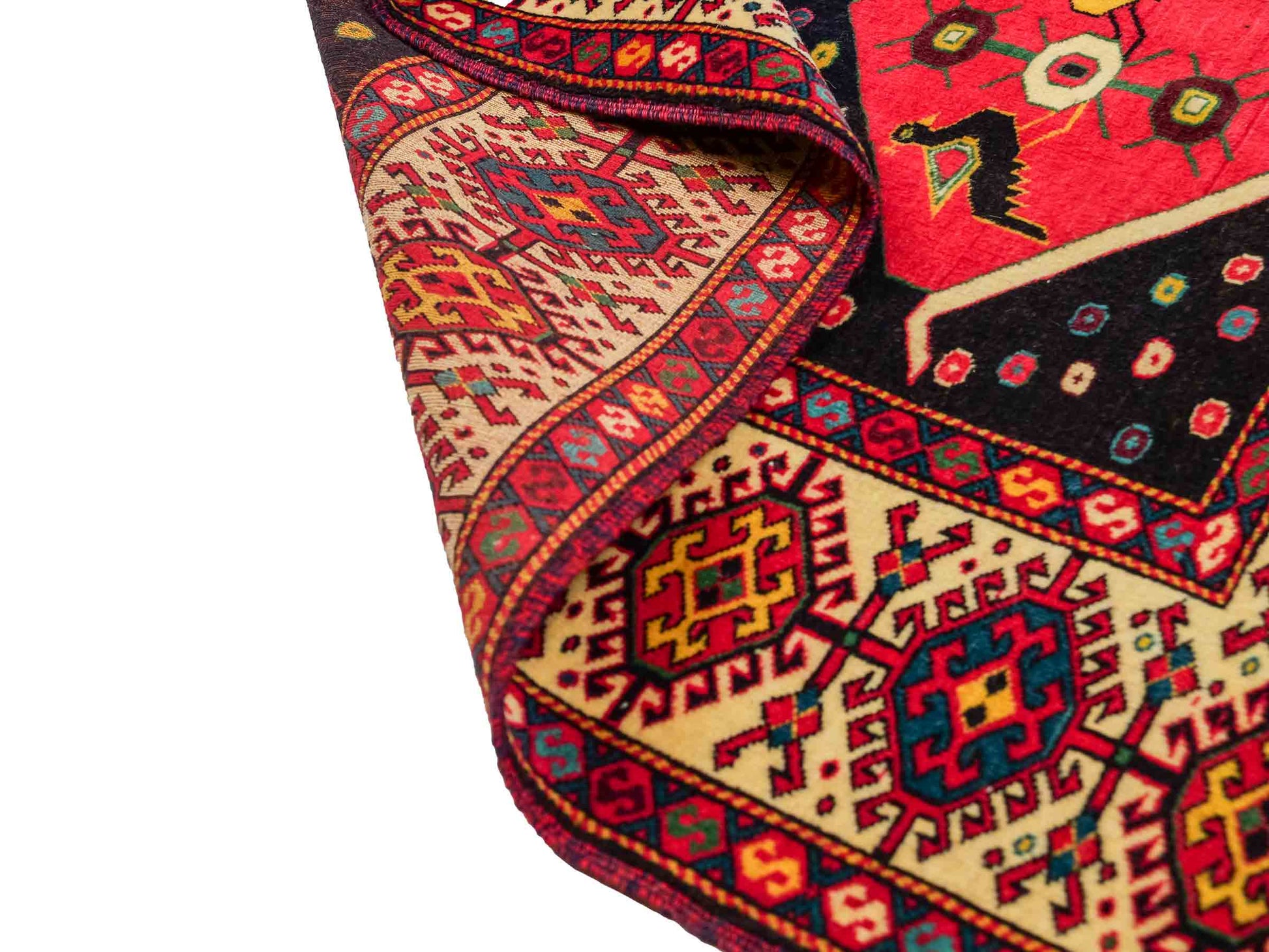 Feiner, handgeknüpfter, antiker Afghan Wollteppich von Khademi. Größe: 158 x 132 cm. Farbe: Blau, cremeweiß. Verkauf durch JUPITER Intl.