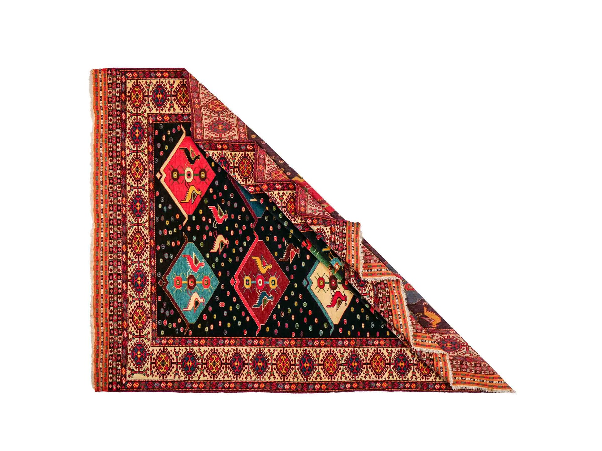 Feiner, handgeknüpfter, antiker Afghan Wollteppich von Khademi. Größe: 158 x 132 cm. Farbe: Blau, cremeweiß. Verkauf durch JUPITER Intl.