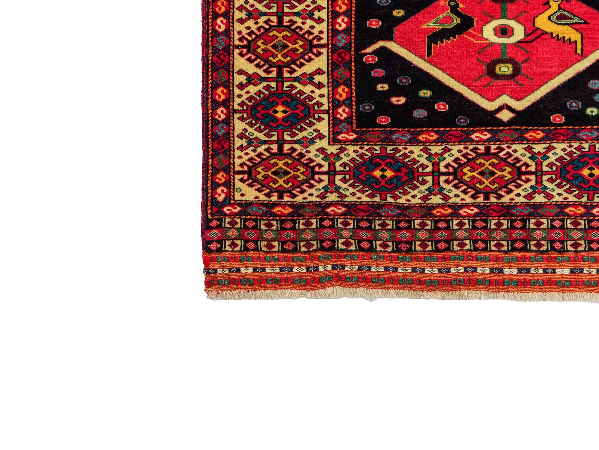 Feiner, handgeknüpfter, antiker Afghan Wollteppich von Khademi. Größe: 158 x 132 cm. Farbe: Blau, cremeweiß. Verkauf durch JUPITER Intl.