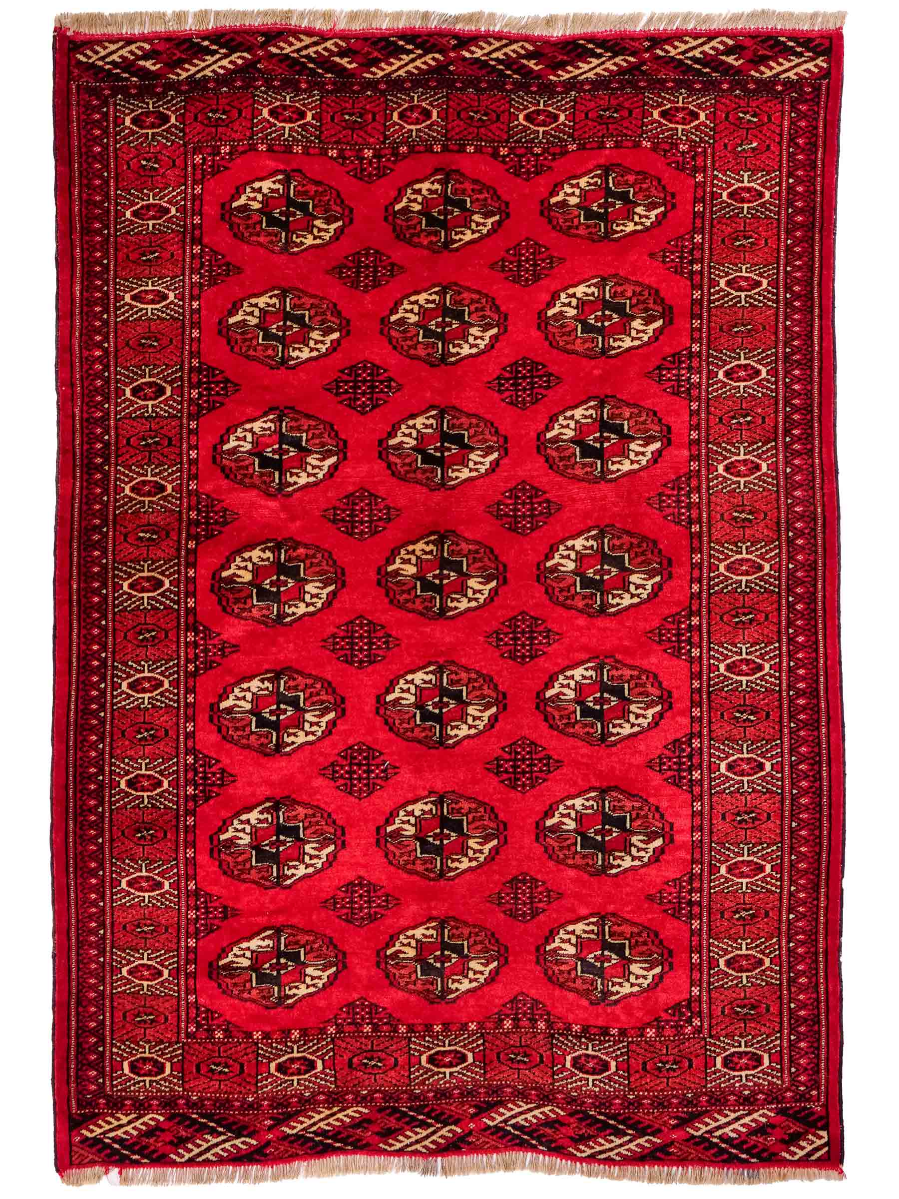 Feiner, handgeknüpfter Afghan Mauri Wollteppich von Khademi. Größe: 152 x 118 cm. Farbe: Rot. Verkauf durch JUPITER Intl.