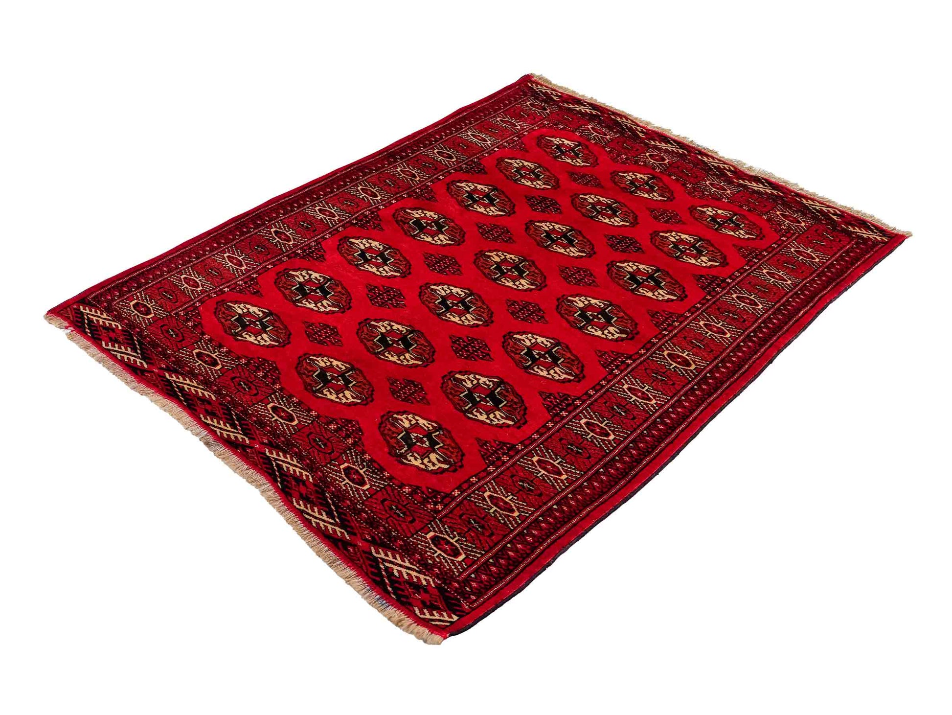 Feiner, handgeknüpfter Afghan Mauri Wollteppich von Khademi. Größe: 152 x 118 cm. Farbe: Rot. Verkauf durch JUPITER Intl.