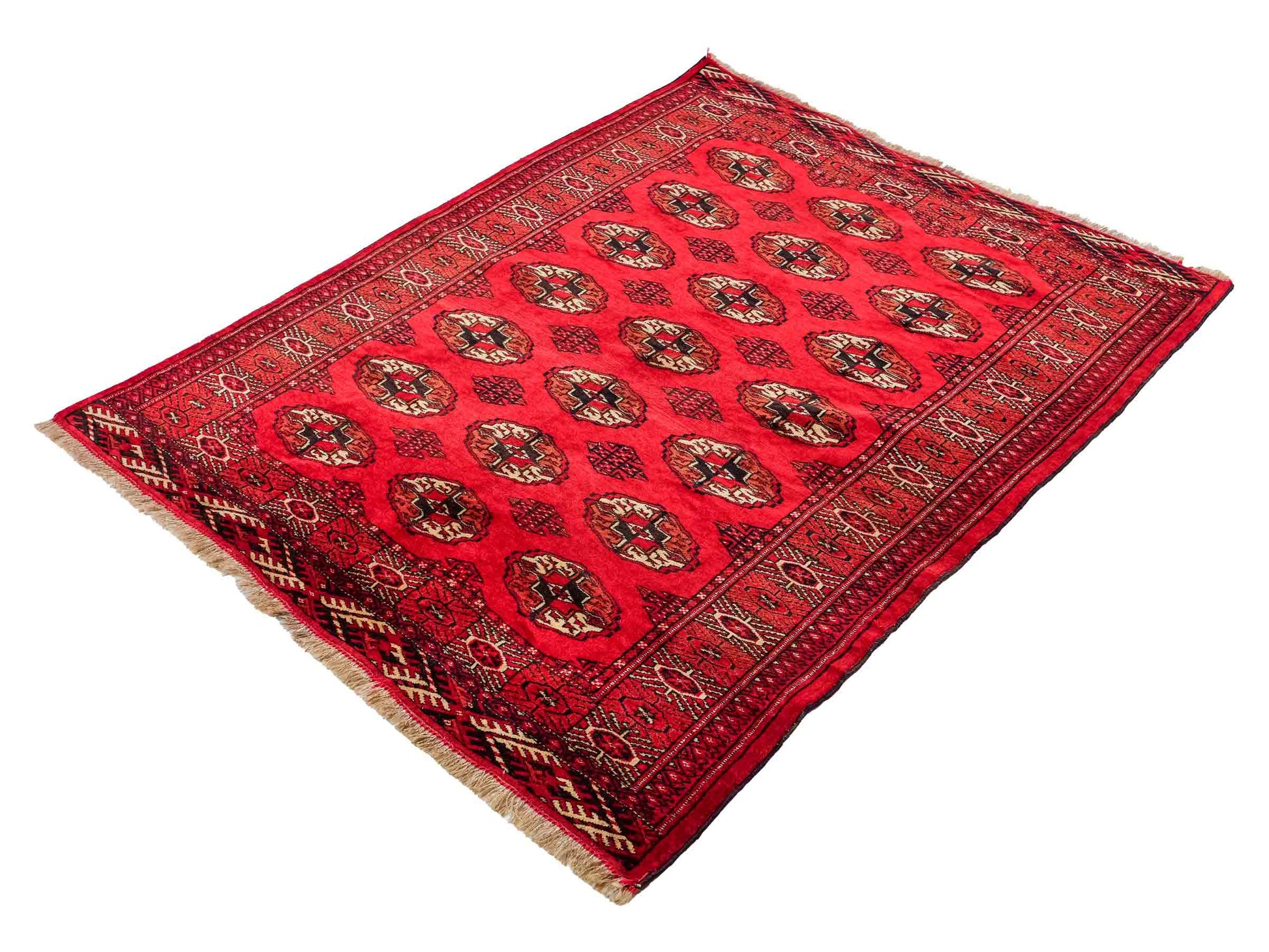 Feiner, handgeknüpfter Afghan Mauri Wollteppich von Khademi. Größe: 152 x 118 cm. Farbe: Rot. Verkauf durch JUPITER Intl.