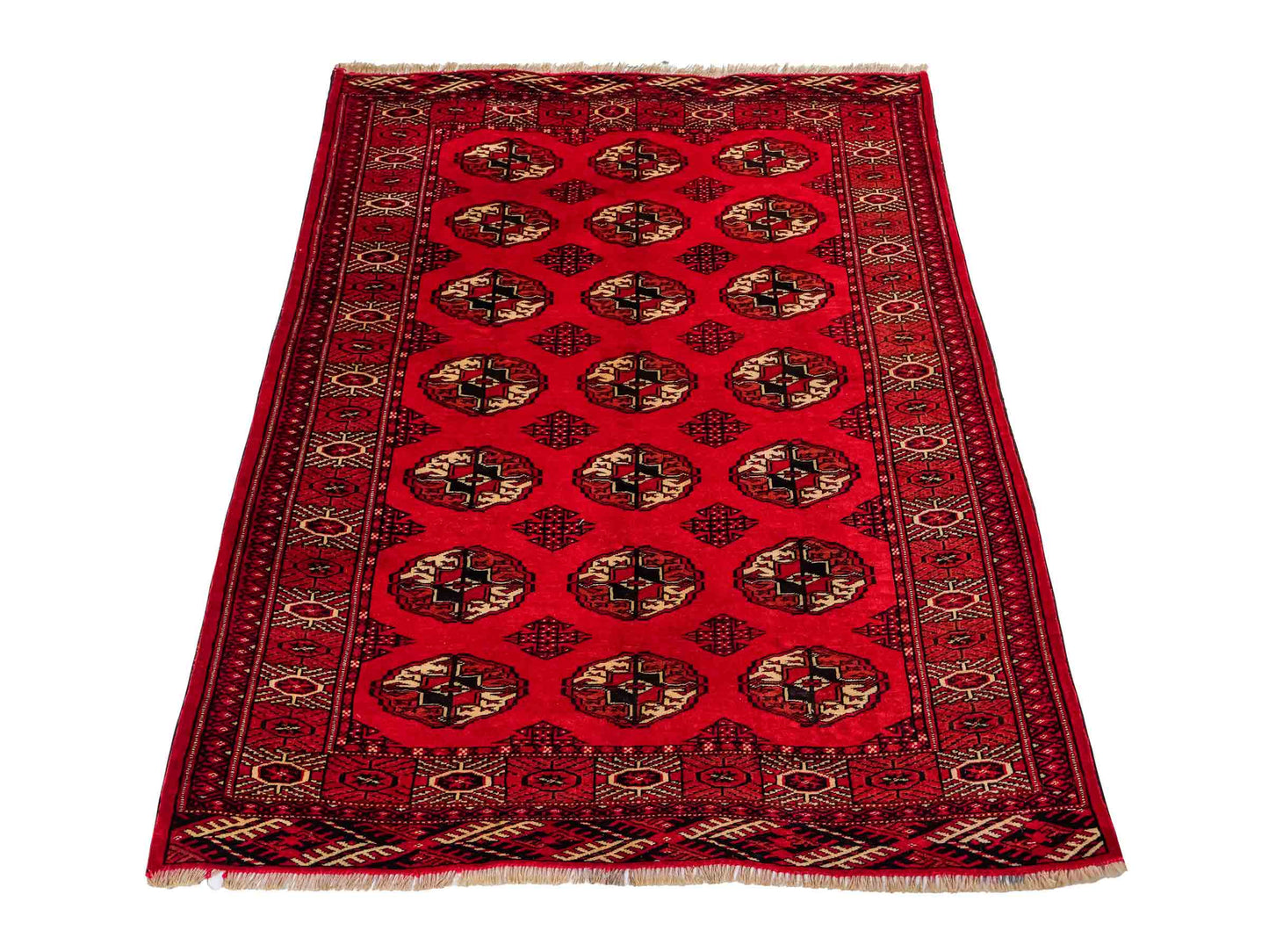 Feiner, handgeknüpfter Afghan Mauri Wollteppich von Khademi. Größe: 152 x 118 cm. Farbe: Rot. Verkauf durch JUPITER Intl.