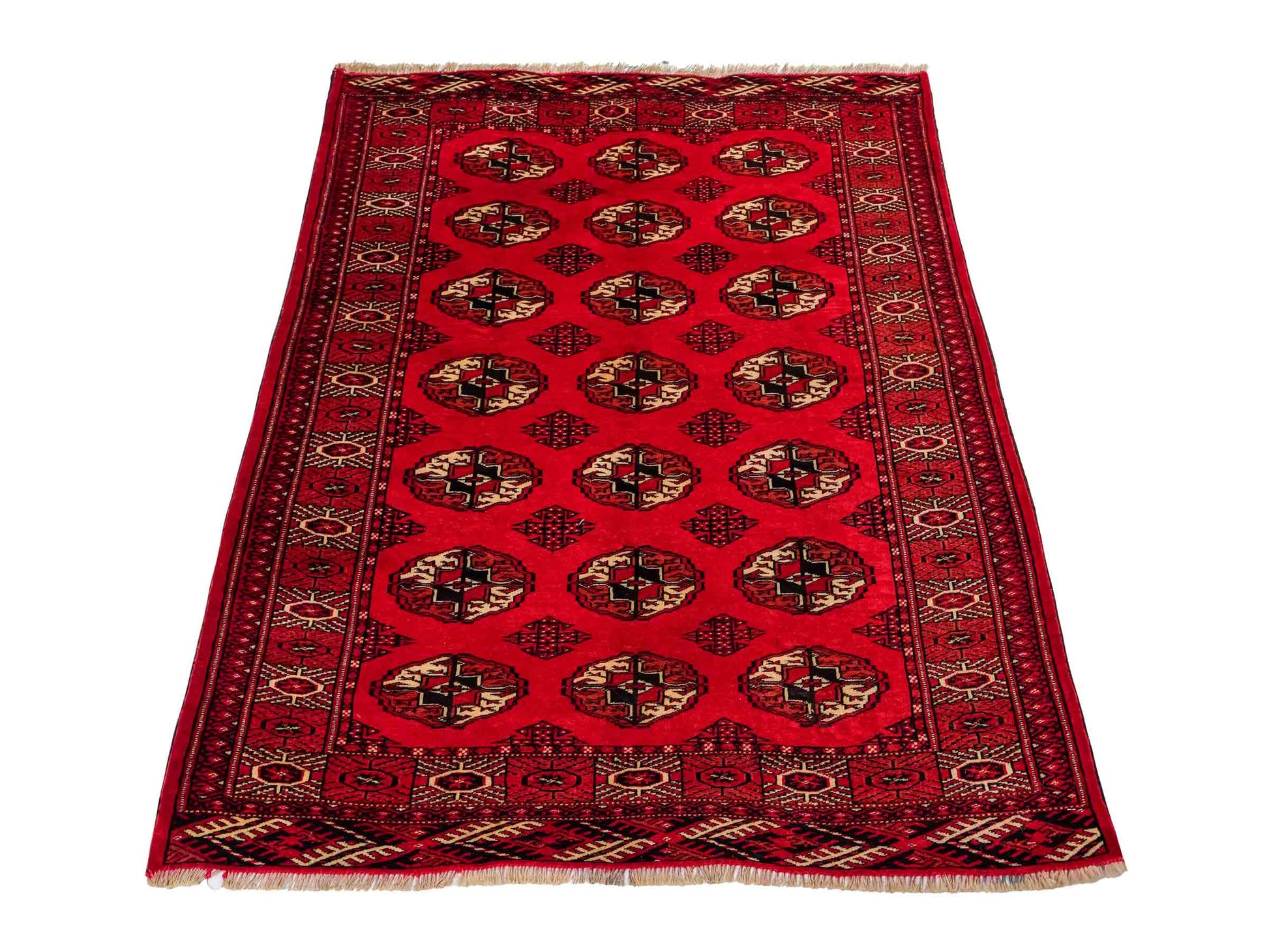 Feiner, handgeknüpfter Afghan Mauri Wollteppich von Khademi. Größe: 152 x 118 cm. Farbe: Rot. Verkauf durch JUPITER Intl.