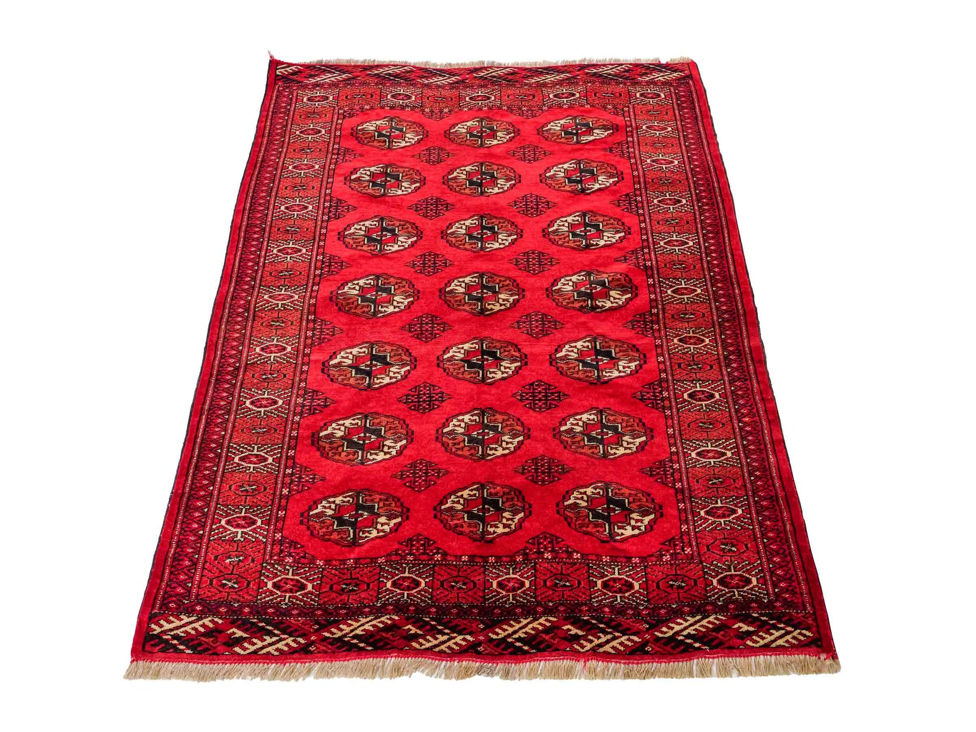 Feiner, handgeknüpfter Afghan Mauri Wollteppich von Khademi. Größe: 152 x 118 cm. Farbe: Rot. Verkauf durch JUPITER Intl.