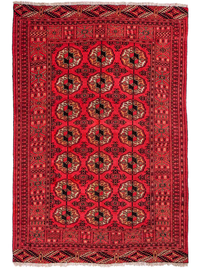 Feiner, handgeknüpfter Afghan Mauri Wollteppich von Khademi. Größe: 159 x 125 cm. Farbe: Rot. Verkauf durch JUPITER Intl.