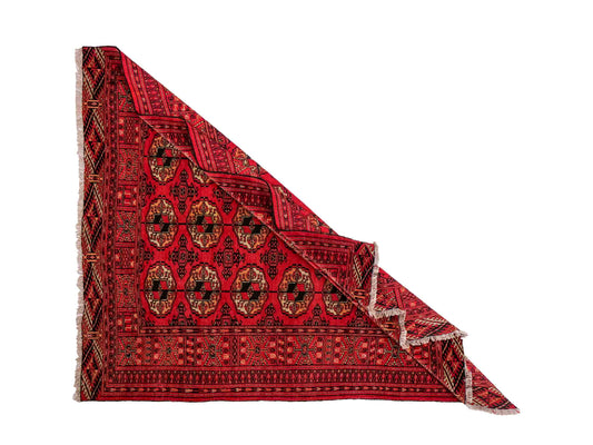 Feiner, handgeknüpfter Afghan Mauri Wollteppich von Khademi. Größe: 159 x 125 cm. Farbe: Rot. Verkauf durch JUPITER Intl.