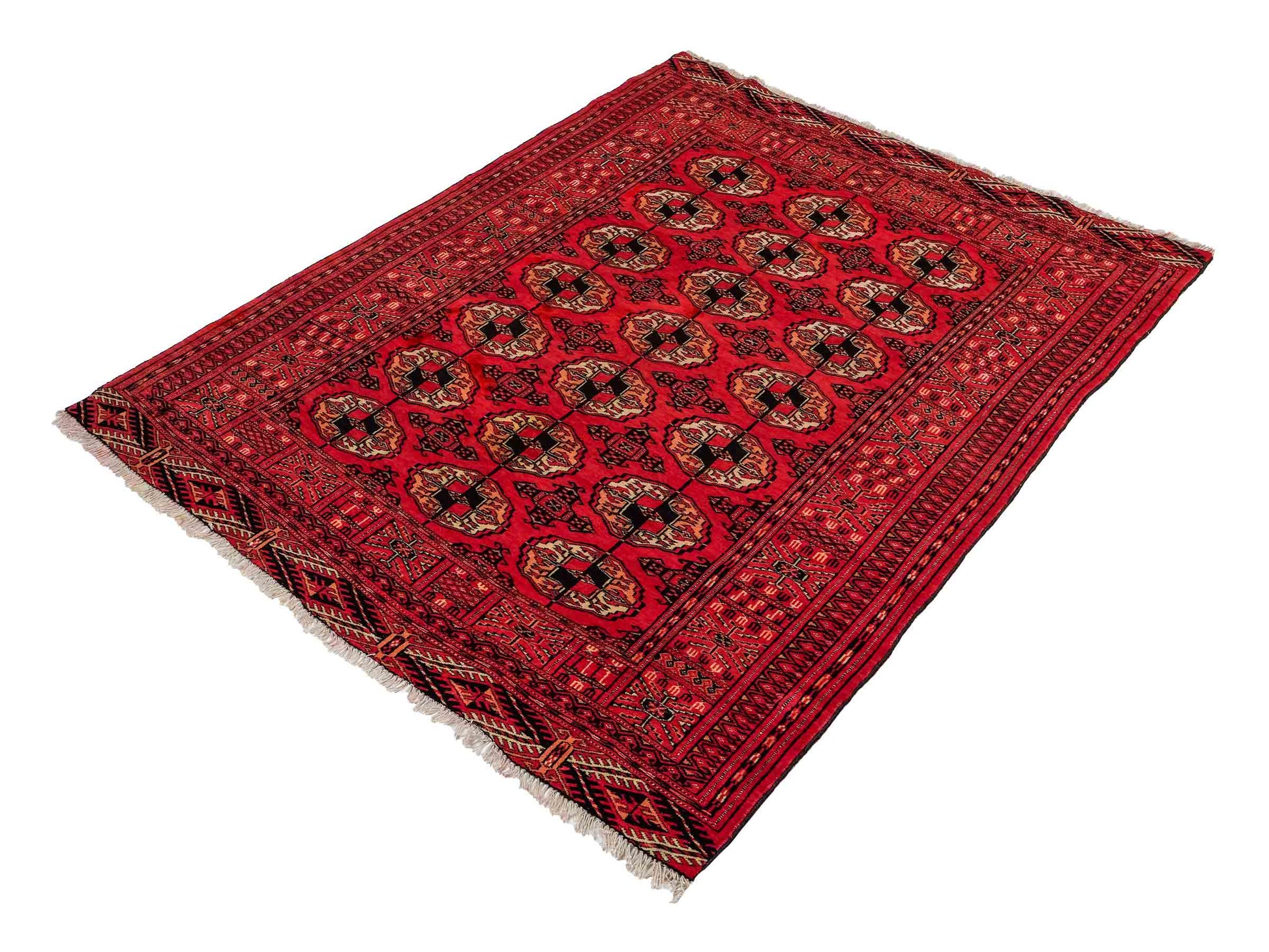 Feiner, handgeknüpfter Afghan Mauri Wollteppich von Khademi. Größe: 159 x 125 cm. Farbe: Rot. Verkauf durch JUPITER Intl.