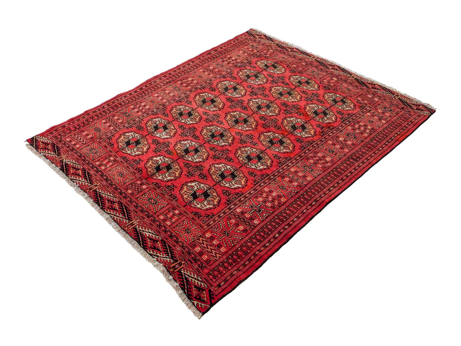 Feiner, handgeknüpfter Afghan Mauri Wollteppich von Khademi. Größe: 159 x 125 cm. Farbe: Rot. Verkauf durch JUPITER Intl.