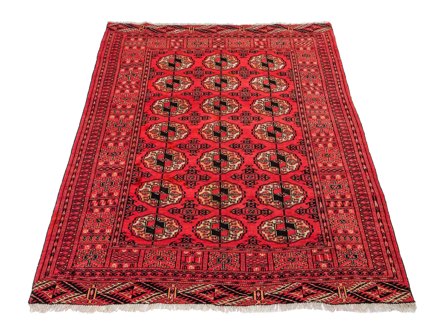 Feiner, handgeknüpfter Afghan Mauri Wollteppich von Khademi. Größe: 159 x 125 cm. Farbe: Rot. Verkauf durch JUPITER Intl.