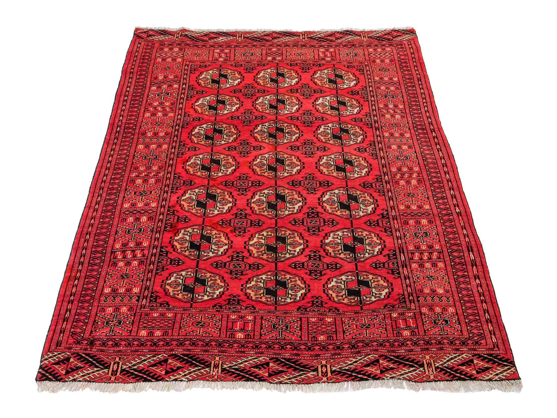 Feiner, handgeknüpfter Afghan Mauri Wollteppich von Khademi. Größe: 159 x 125 cm. Farbe: Rot. Verkauf durch JUPITER Intl.