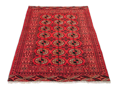 Feiner, handgeknüpfter Afghan Mauri Wollteppich von Khademi. Größe: 159 x 125 cm. Farbe: Rot. Verkauf durch JUPITER Intl.