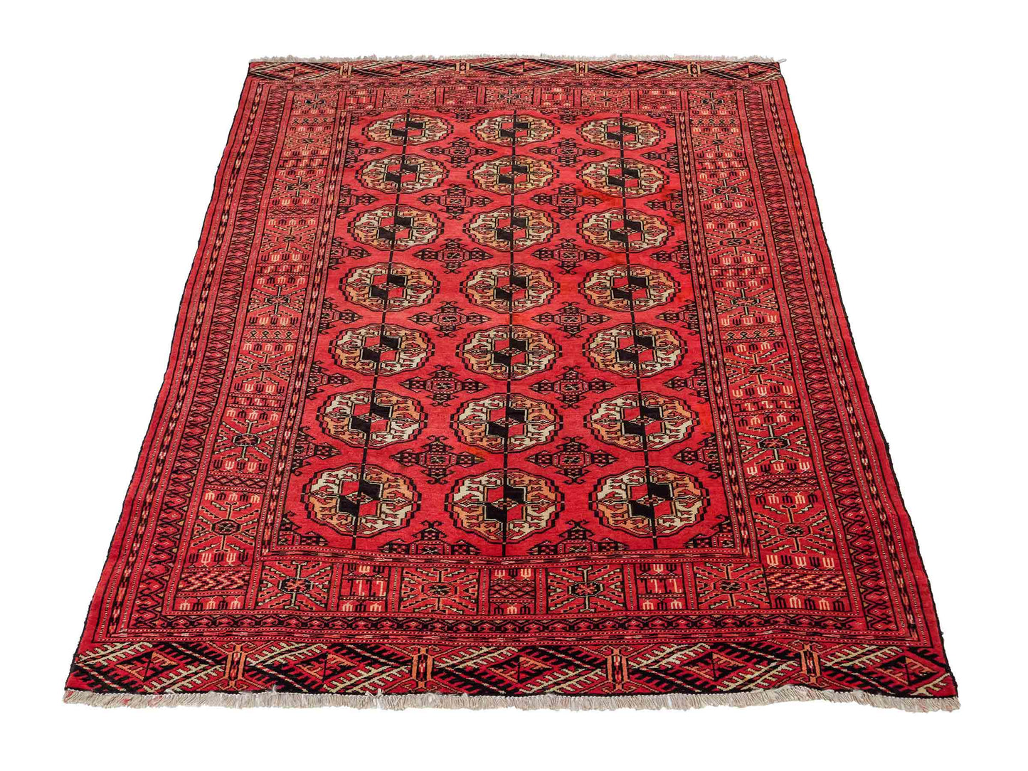 Feiner, handgeknüpfter Afghan Mauri Wollteppich von Khademi. Größe: 159 x 125 cm. Farbe: Rot. Verkauf durch JUPITER Intl.
