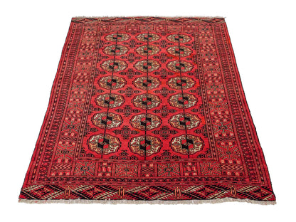 Feiner, handgeknüpfter Afghan Mauri Wollteppich von Khademi. Größe: 159 x 125 cm. Farbe: Rot. Verkauf durch JUPITER Intl.