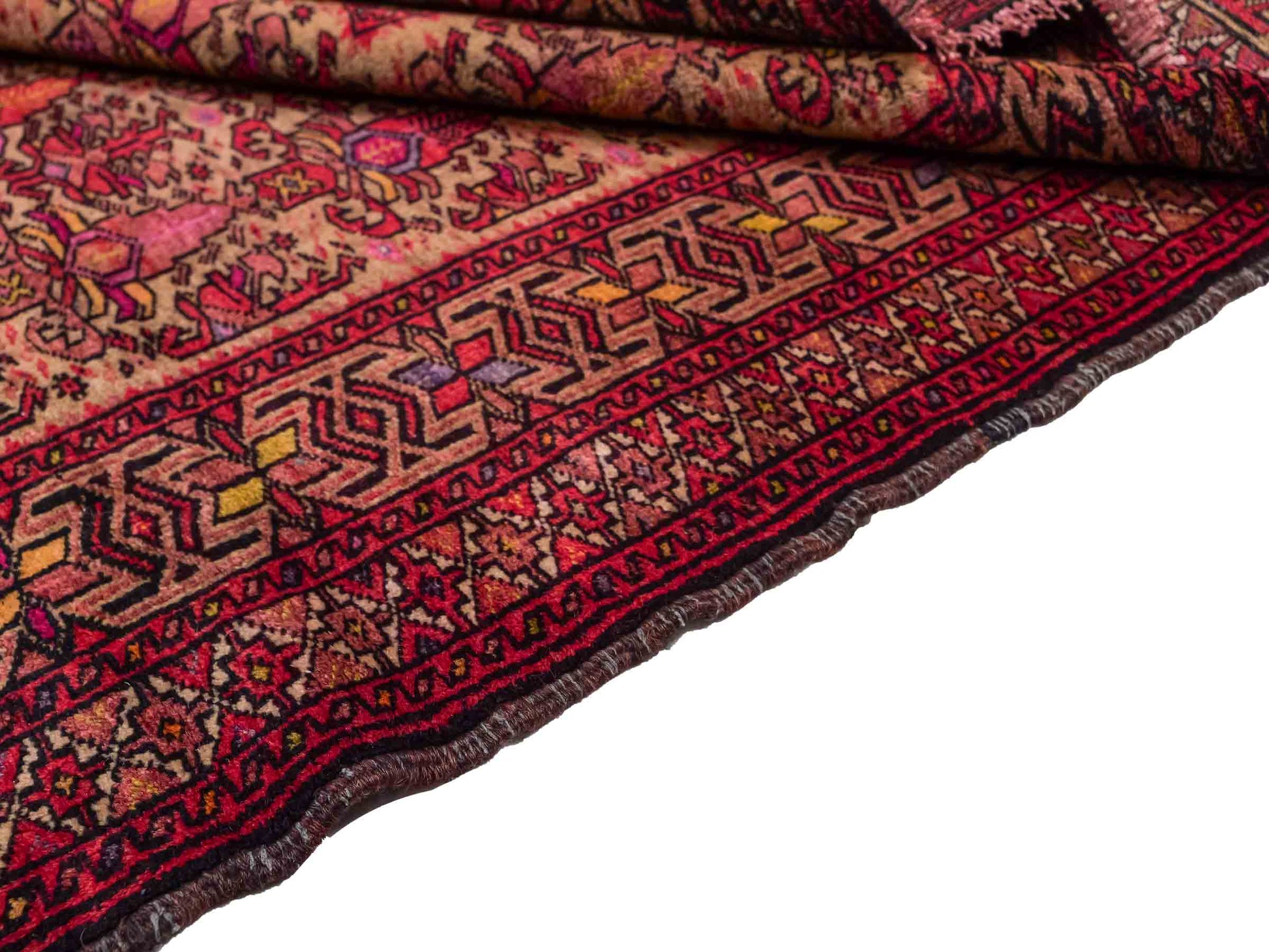 Feiner, handgeknüpfter Afghan Wollteppich von Khademi. Größe: 143 x 105 cm. Farbe: Cremeweiß, beige, rosa, lila. Verkauf durch JUPITER Intl.
