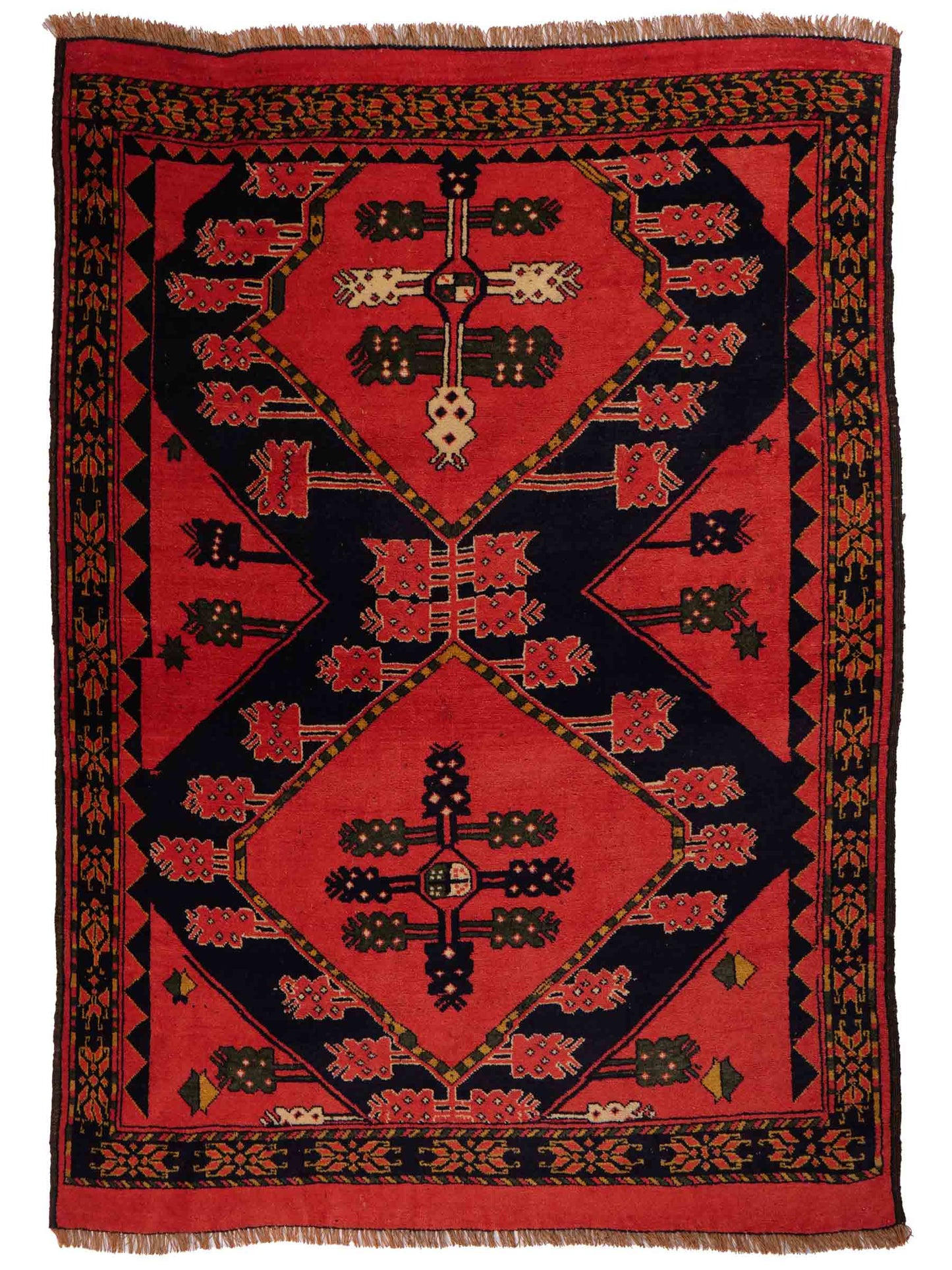 Feiner, handgeknüpfter Afghan Wollteppich von Khademi. Größe: 154 x 126 cm. Farbe: Rot. Verkauf durch JUPITER Intl.
