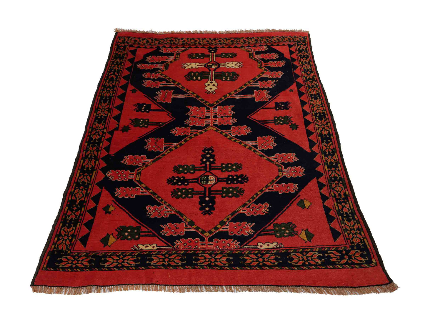 Feiner, handgeknüpfter Afghan Wollteppich von Khademi. Größe: 154 x 126 cm. Farbe: Rot. Verkauf durch JUPITER Intl.
