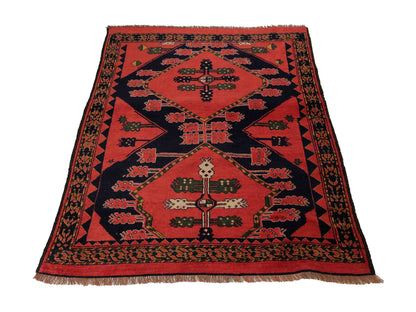 Feiner, handgeknüpfter Afghan Wollteppich von Khademi. Größe: 154 x 126 cm. Farbe: Rot. Verkauf durch JUPITER Intl.