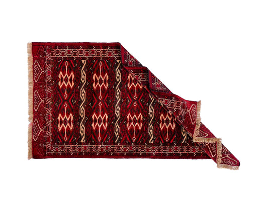 Feiner, handgeknüpfter Afghan Wollteppich von Khademi. Größe: 165 x 90 cm. Farbe: Rot. Verkauf durch JUPITER Intl.